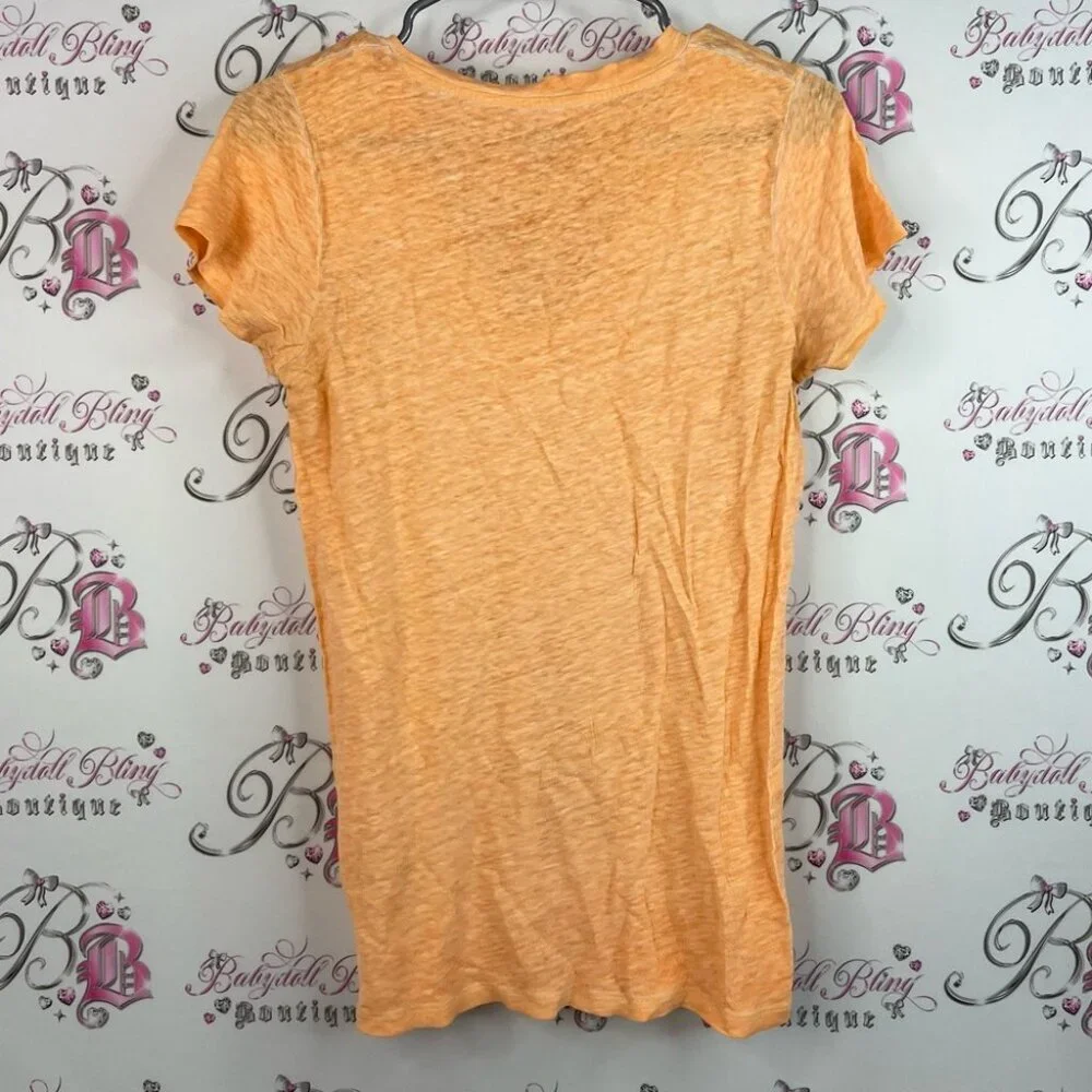 J. Crew tshirt 100% linen peach Light Orange V-Neck Short Sleeve Tee